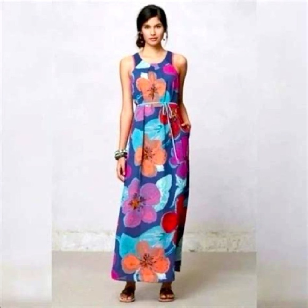 Maeve Anthropologie Bold Pakpao Floral Maxi Dress Size 2 Vacay Wedding Guest